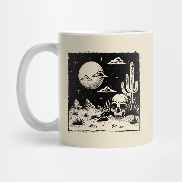 Western Boho Desert Skull with Moon by lynxdesign.co